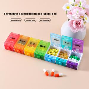 กล่องยาพกพาแบบ 7 ช่อง สำหรับ 7 วัน พร้อมฝาเปิดแบบกด รุ่นยอดนิยม กล่องแบบพกพาสะดวก - Product Image 3