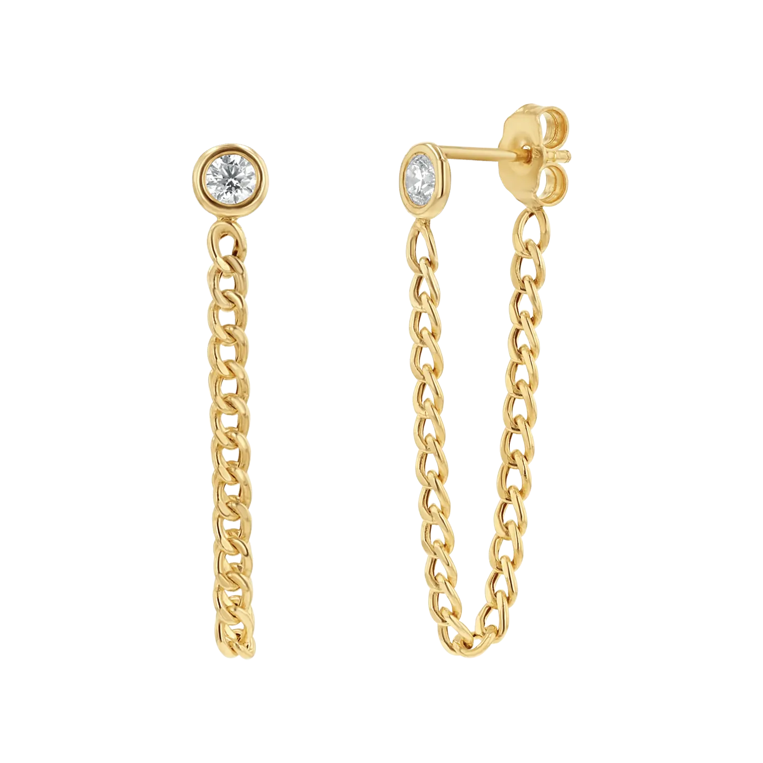 Wholesale New 14 K Gold Cuban Link Drop Chain Diamond Earring For Women Small Earrings