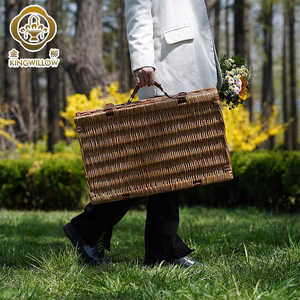 Cesta de Picnic Rectangular de Mimbre Ecológica y Económica, Juego de Almacenamiento con Logotipo Personalizado en Color, Multifuncional, Nevera Portátil para Camping 4 - Product Image 2