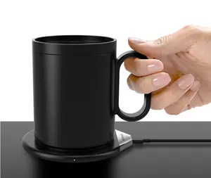 Coffee Mug 2024 Popular Gift 2 In 1 Phone Charger Wireless Charging Coffee Mug Temperature Control Electric Mug Cup Warmer