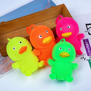 Jouet anti-stress en forme de canard jaune personnalisé avec logo, boule à presser lumineuse LED, jouet en plastique lumineux pour adultes - Product Image 1