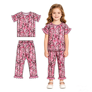 Pijamas de Camuflaje Casual Personalizados para Niñas, Conjuntos de 2 Piezas, Ropa de Dormir para Niñas Pequeñas, Vestidos al por Mayor, Ropa para Hermanas - Product Image 1