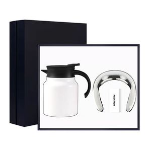 Stainless Steel Vacuum Jug & Flask Set White Black Accents Personalized Graduation/Christmas Gift Boxed Promotional Office Use - Product Image 6