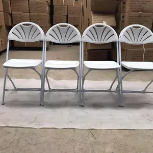 Ensemble chaise et table pliables modernes en résine blanche tube métallique pour événement extérieur fête mariage jardin plastique