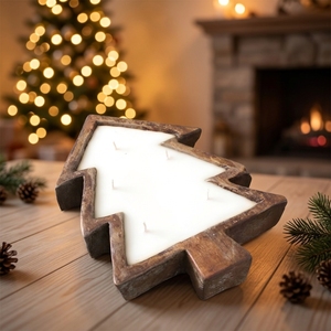 Candela <span class=keywords><strong>di</strong></span> <span class=keywords><strong>Natale</strong></span> LANJO in Ciotola <span class=keywords><strong>di</strong></span> Legno Grande, Profumata con Essenze Natalizie - Product Image 1