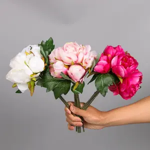 R004 Peony Artificial Flowers Wedding Supplies Peonies Artificial Silk Flower Bouquet Silk Peony Decorative Flowers