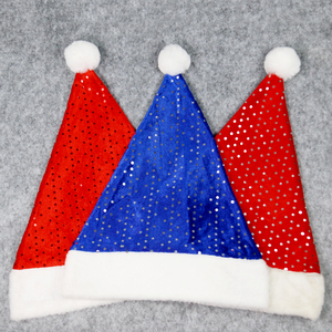 Décorations <span class=keywords><strong>de</strong></span> Noël en gros : Bonnets <span class=keywords><strong>de</strong></span> Noël en flanelle scintillante avec paillettes, chapeaux <span class=keywords><strong>de</strong></span> Père Noël pour la décoration <span class=keywords><strong>de</strong></span> fêtes - Product Image 6