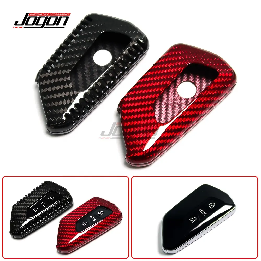 Carbon Fiber Car Remote Key Cover Shell Case Fob Protection Trim For Volkswagen For VW Golf 8 2020-2021 Car Accessories