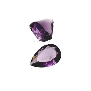 Hot Sale Pear Cut Purple Color Glass Gemstone Loose Fusion Stone