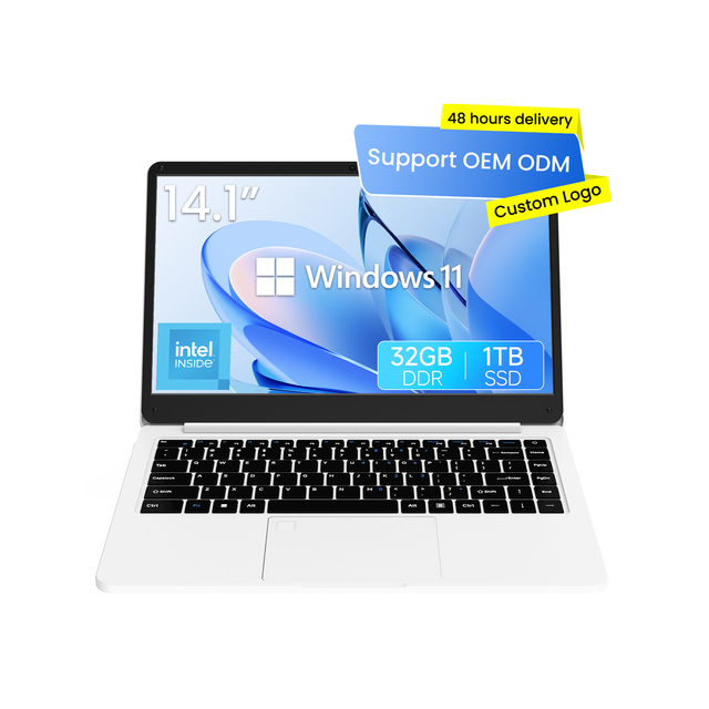 Factory Wholesale New Intel Laptop 14.1 Inches Business Office English Keyboard Win11 Support SSD IPS Quad Core 1.7GHz WiFi