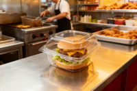Conteneurs alimentaires en plastique PS/PET à 3 compartiments, 6, 8, 9 pouces, très vendus, pour glaces et plats à emporter