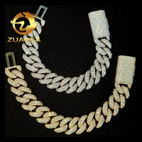 En stock, Vente chaude : Chaîne cubaine 13 mm en moissanite, style Hip Hop, entièrement sertie, Collier Miami Cuban pour rappeur
