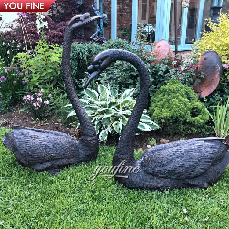 Pájaro de Metal estatua-tamaño alas de cisne bronce Crane escultura