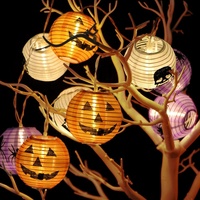 OurWarm Halloween Decorazione Esterna 10 LED 3D Zucca Lanterna Luci con Corda Appesa Puntelli Per La Casa Del Partito