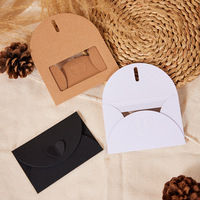 Enveloppe cadeau en papier kraft avec fermoir cœur, pochette personnalisée multicolore avec fenêtre pour logo, vente en gros
