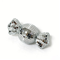 Vente en gros d'ornements de Noël décoratifs modernes faits à la main de haute qualité, en forme de bonbons disco argentés effet miroir