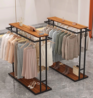 Expositor de Ropa Minimalista de Doble Cara y Doble Barra para Tiendas de Ropa de Hombre, Mujer y Niños, Venta al Por Mayor