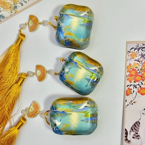 Funda Protectora para Auriculares con Diseño de Montañas y Agua al Estilo Chino, con Colgante, para <span class=keywords><strong>AirPods</strong></span> 1 o <span class=keywords><strong>2</strong></span>, 4 Pro, <span class=keywords><strong>2</strong></span> Pro, 3 - Product Image 3