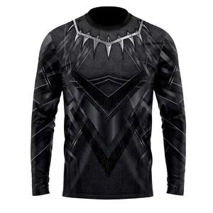 Black <b>Long</b> <b>Sleeve</b> Compression Shirt <b>Men</b> Full <b>Sleeve</b> Sublimation Printed Quick Dry Polyester All Seasons Motorcycle Racing Wear - Product Image 1