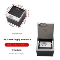 Boîte de prise de courant au sol de style marbre, exportée d'Indonésie, en acier inoxydable, avec couvercle rabattable, prise de courant multiposition, prises européennes, indice de protection IP11