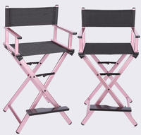 Chaise de Réalisateur en Aluminium Pliante et Portable, Tissu en Nylon avec Cadre en Aluminium, Chaise de Maquillage pour Salon, Noire