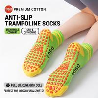 Chaussettes antidérapantes personnalisées avec logo pour trampoline, en coton respirant, pour parents et enfants, pour le sport en intérieur, parcs, OEM ODM