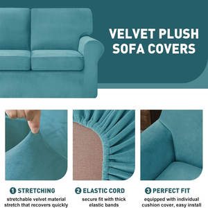 ชุดคลุมโซฟาที่เท้าแขน7ชิ้นพร้อมพนักพิง3ชิ้นเบาะรองนั่ง3ที่นั่งโซฟาผ้ากำมะหยี่ยืดกันลื่นยืดหยุ่นคุณสมบัติซักได้ - Product Image 5