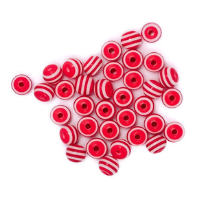 Perline a strisce Ilan 8 mm rosse e bianche rotonde per creazione gioielli e forniture artigianali - Product Image 2