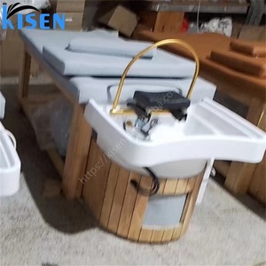 KISEN Fauteuil de lavage de cheveux professionnel pour salon de coiffure, inclinable à 360°, avec fonction spa capillaire et vapeur, en gros - Product Image 2