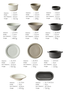 Juego de Vajilla de Cerámica Acanalada, Platos y Tazones de Porcelana Mate con Diseño Moteado, con Tazas de Café para Restaurante, Hotel y Hogar - Product Image 6