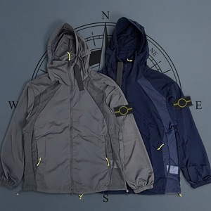Luxury fashion stone loose vintage grey fasion windproof waterproof outdoor island hooded lightweight <b>jacket</b> for men - Product Image 1