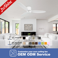 Ventilateur de plafond 1stshine encastré avec pales en bois massif, qualité commerciale, personnalisable OEM/ODM, à économie d'énergie avec lumière LED