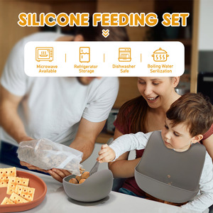 TYRY.HU Juego de Vajilla de Silicona Personalizada para Alimentación de Bebé, Babero, Plato, Cucharas, Tenedores para Niños de 0 a 12 Meses - Product Image 4