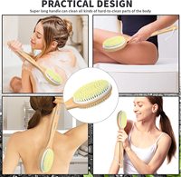 Livraison Rapide Brosse de Bain en Bois pour Peau Sèche, Brosse Corporelle à Poils en Bambou Naturel pour Exfolier la Peau
