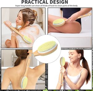 Livraison Rapide Brosse de Bain en Bois pour Peau Sèche, Brosse Corporelle à Poils en Bambou Naturel pour Exfolier la Peau - Product Image 5
