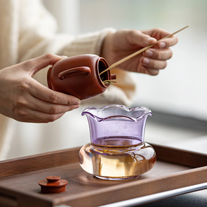 Lavador de Tazas de Té de Vidrio Wuxi Hall, Forma de Flor, 150 ml, Ecológico, para Ceremonia del Té, Accesorio para el Juego de Té Kung Fu - Product Image 3