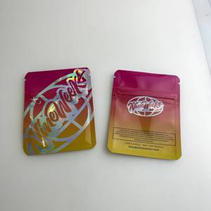 Bolsa de Mylar de <span class=keywords><strong>especias</strong></span> de papel de aluminio con logotipo holográfico, bolsa de Mylar con estampado personalizado a prueba de olores, resistente a los niños, Ziplock, capullos planos, bolsa de Mylar - Product Image 3