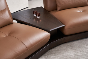 Conjunto de Esquina Acolchado de Cuero Genuino Moderno para Sala de Estar - Diseño Minimalista Duradero - Product Image 4