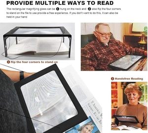 <span class=keywords><strong>Loupe</strong></span> pleine page LED OEM 3 modes d'éclairage couleur <span class=keywords><strong>Lecture</strong></span> de livres Journaux Basse vision Loupes à lumière variable pour seniors - Product Image 5