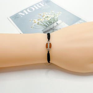 Direct Supply Adjustable Waterproof Black String <b>Bracelet</b> Wax Thread Woven <b>Bracelet</b> for Football Basketball Team Fans Gifts - Product Image 6