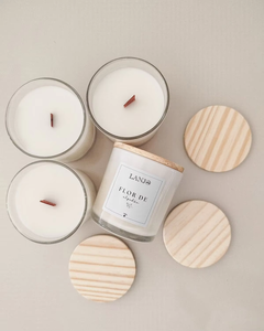 Bougie parfumée à l'huile, aromathérapie, faite à la main, LANJO, couvercle en bois biologique, pot en verre, cire de soja personnalisée, longue durée, maison, fête des pères - Product Image 5