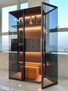 Light Luxury Glass Wine Cabinet Modern High End Aircraft Curio European Wing Aluminum <b>Storage</b> Sideboard Sts3010 Light Luxury - Product Image 2