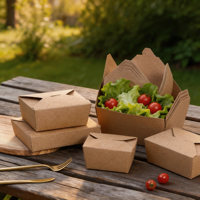 Bol à salade en papier kraft écologique de luxe de 32 oz, recyclable, biodégradable, option de logo personnalisé pour les restaurants à emporter