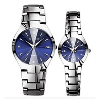Montres de luxe pour couple en alliage de carbure de tungstène avec cadran à quartz et aiguilles, style professionnel or café, pour hommes et femmes