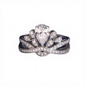 18K <b>Solid</b> Gold <b>Silver</b> Lab Grown Diamond Engagement Ring 0.5ct 1ct 2ct IGI Certified Pear Cut Classic Gold Plated Unisex Jewelry - Product Image 2