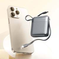 Batterie externe compacte 10000mAh PD20W avec câble de charge double intégré, mini batterie mobile avec écran LED