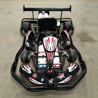 Kart de course à essence 200cc 4 temps monoplace bleu et blanc avec cadre anti-collision pour parc d'attractions, kart de drift pour adultes