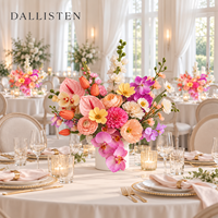 Fleurs artificielles en soie Dallisten, arrangements floraux colorés pour mariage avec vase pour la décoration de centre de table de mariage