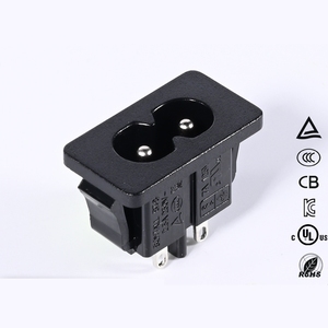 IEC 60320ซ็อกเก็ตแหล่งจ่ายไฟกระแสสลับ2-Pin แบบสแน็ปอินตัวเชื่อมต่อแผงยึดแบบสแน็ปแบบไม่มีโพลาไรซ์2.5A 250V ~ รูปที่8ชนิด - Product Image 4