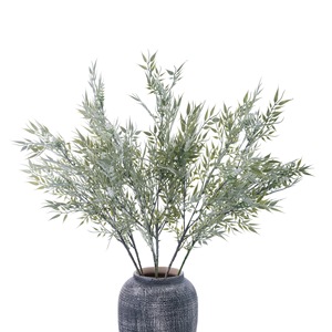 Planta Artificial de Hojas de Bambú CallaFloral, Rama Individual, Blanco Verde, Goma Suave, Decoración de Interiores - Product Image 5